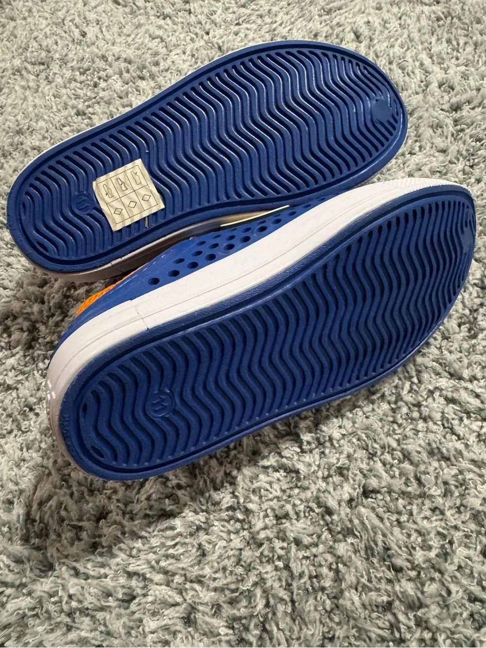 Skechers Guzman Steps Foamies Blue Orange Kids Slip-On Shoes Sz 11